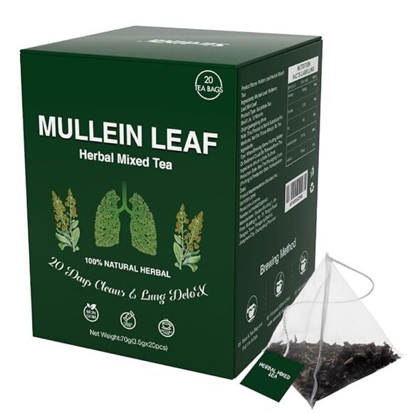 Mullein Leaf Herbal Mixed Tea, Caffeine Free, 20 Tea Bags/NEW - Picture 1 of 3